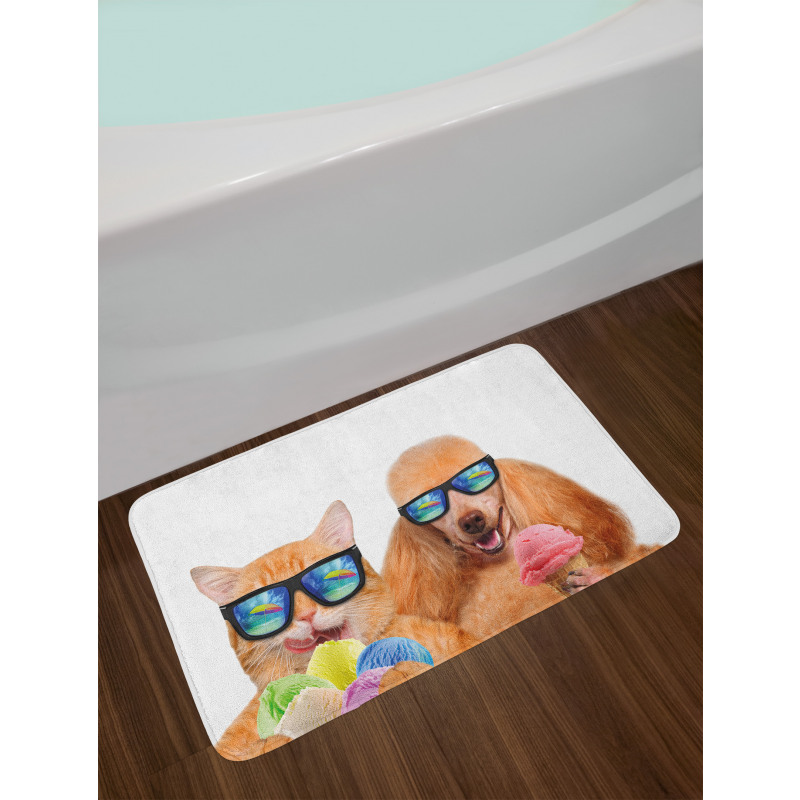 Cat Dog with Ice Cream Bath Mat
