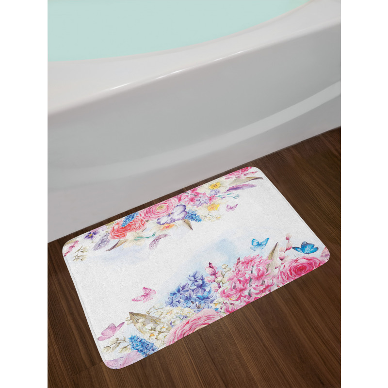 Rose Flower Daisies Bath Mat