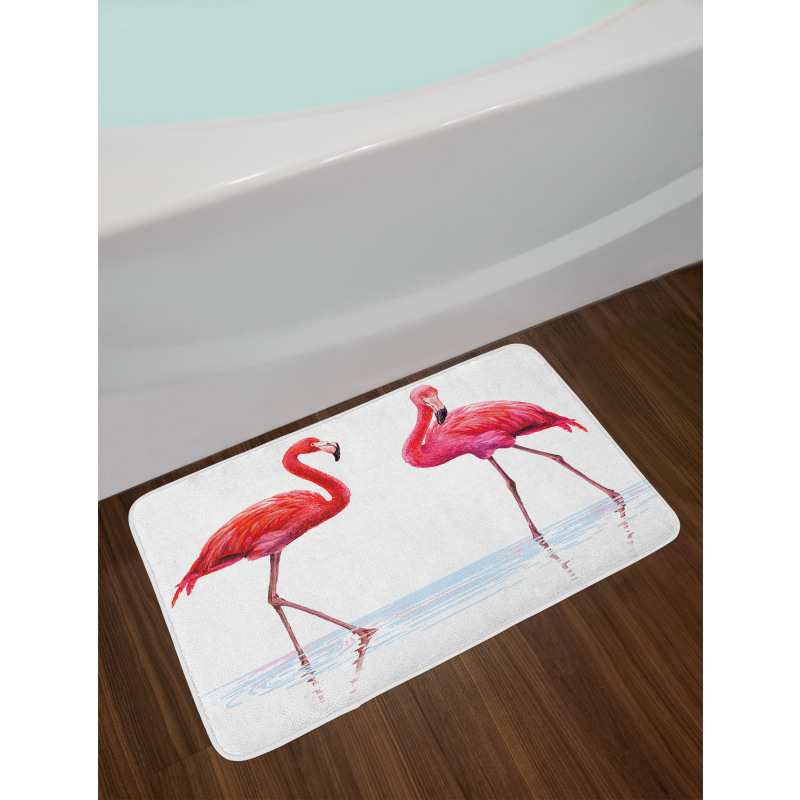 Exotic Flamingos on Sea Bath Mat