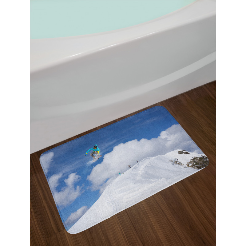 Snowboarder Mountaintop Bath Mat