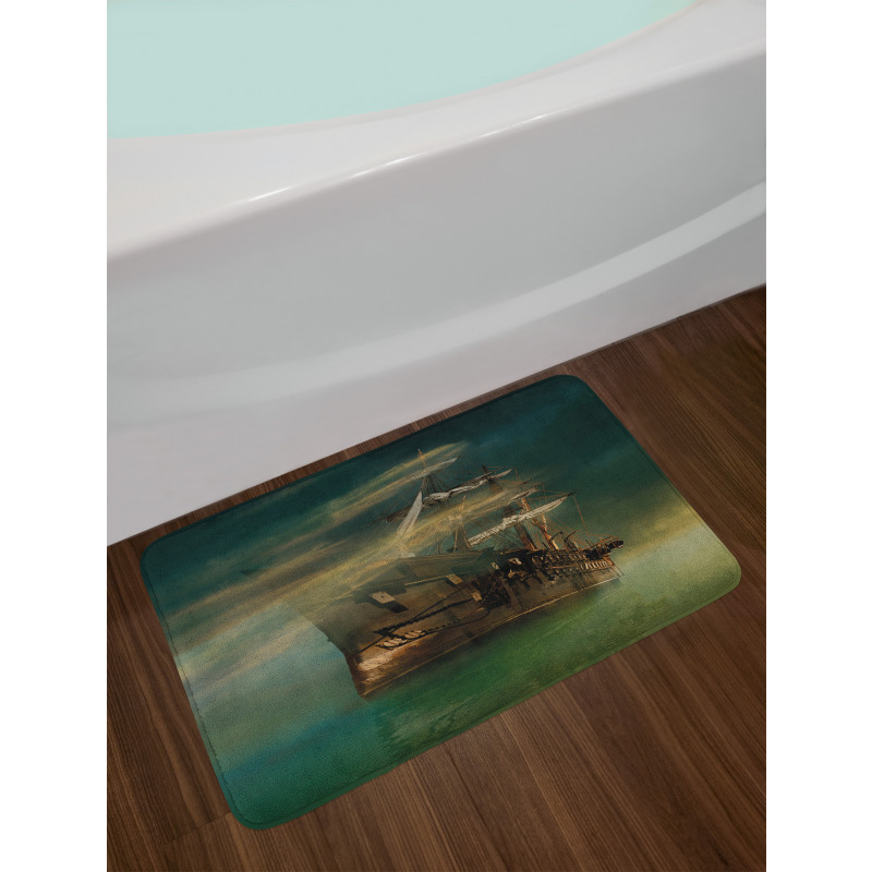 Old Ship on Calm Waters Bath Mat