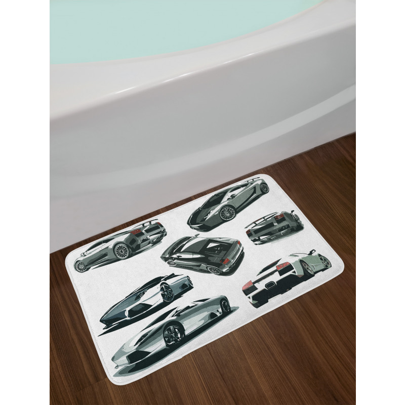 Cars from Various Angles Bath Mat