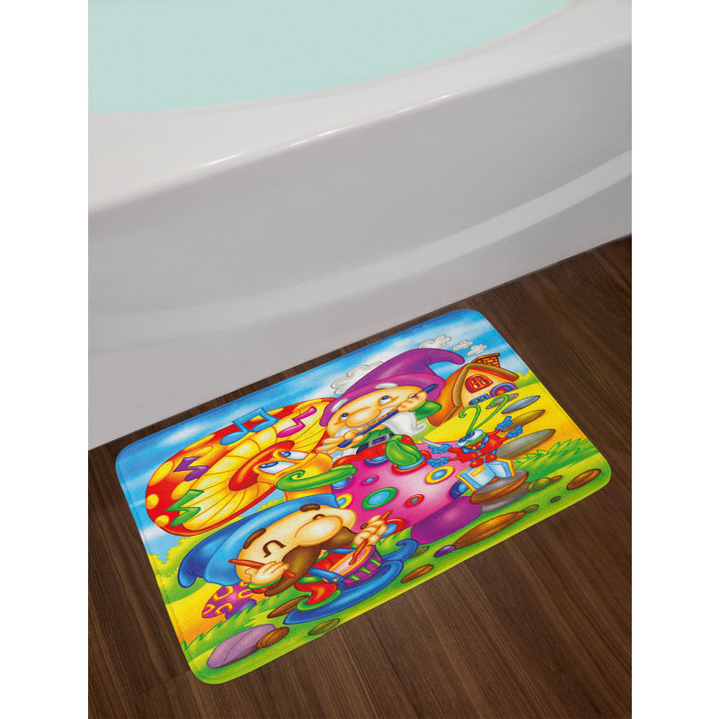 Cartoon Singing Elves Art Bath Mat