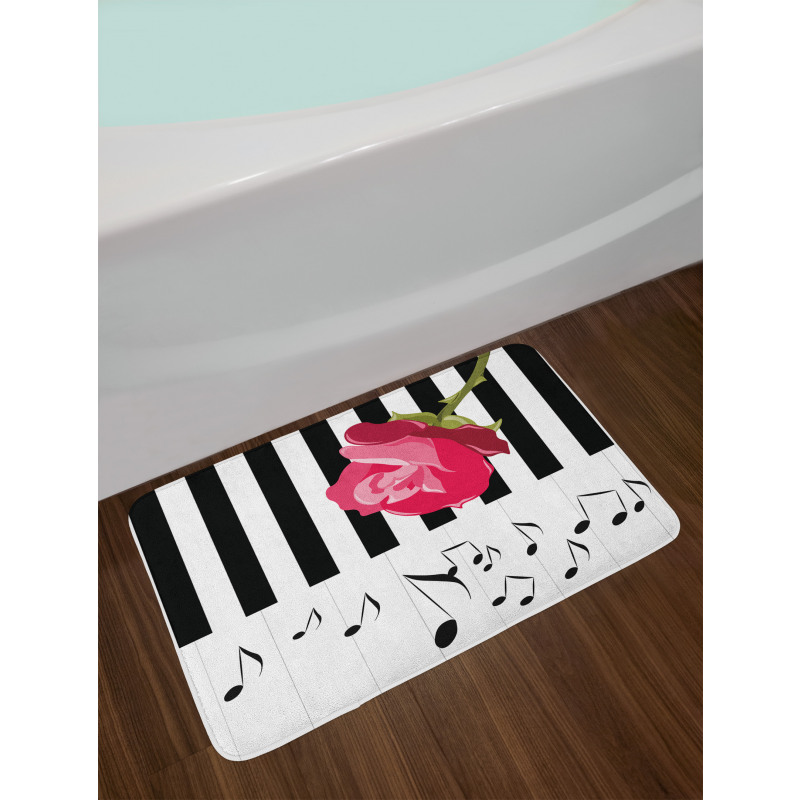 Red Rose on the Piano Bath Mat