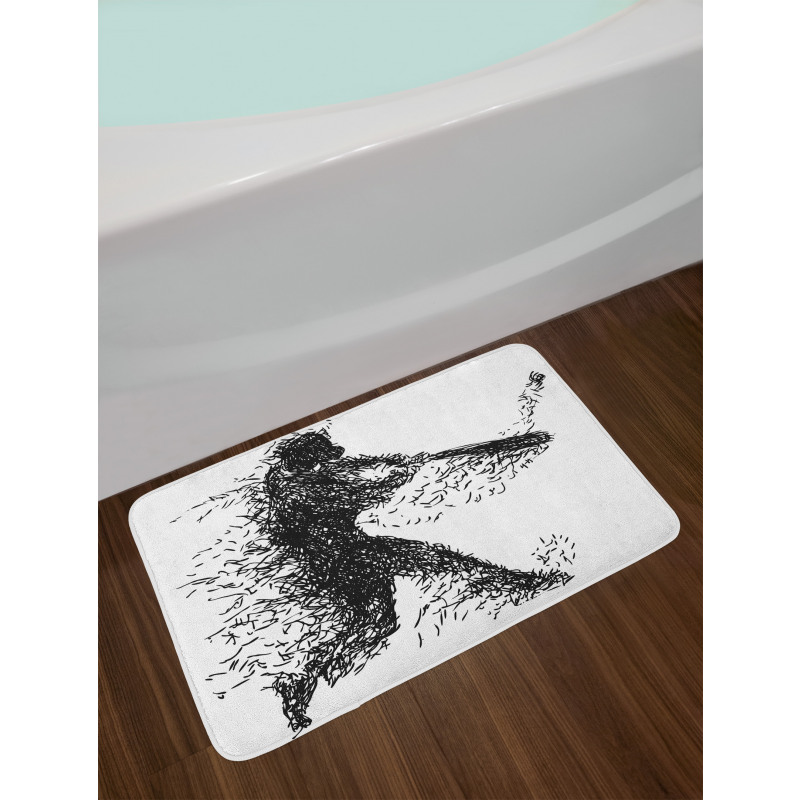 Baseball Player Bath Mat