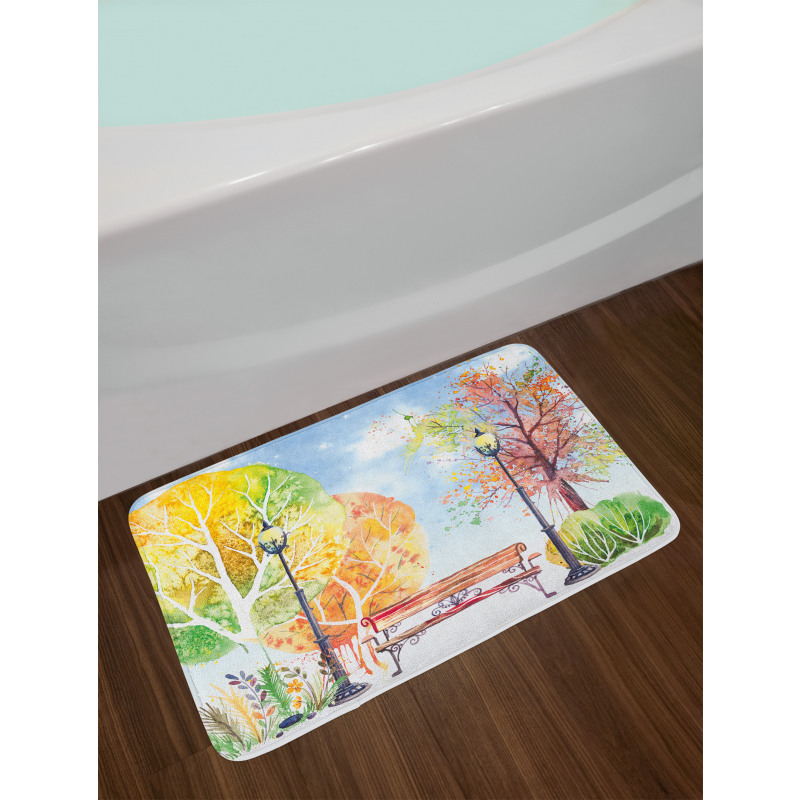 Autumn Park Tree Lantern Bath Mat