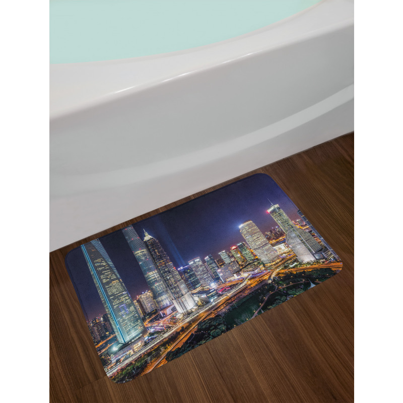 Skyline of Modern City Bath Mat