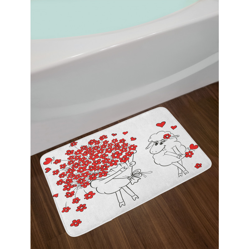 Lover Goats Hearts Bath Mat