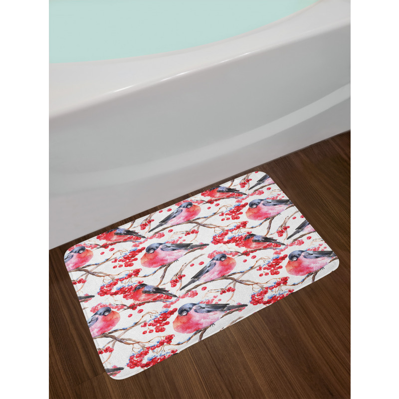 Birds Branches Berries Bath Mat