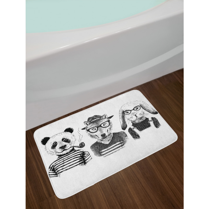 Hipster Panda Cigar Fox Bath Mat