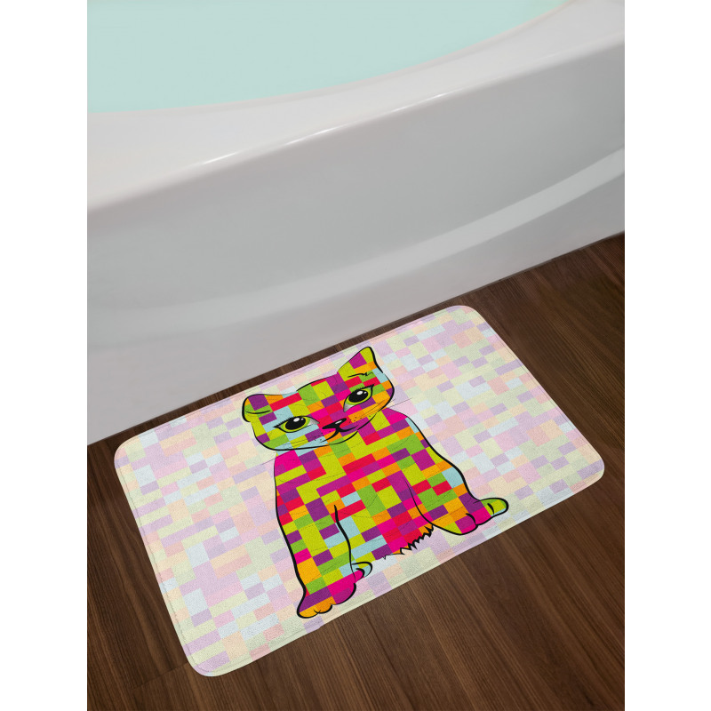 Cat Digital Colors Bath Mat