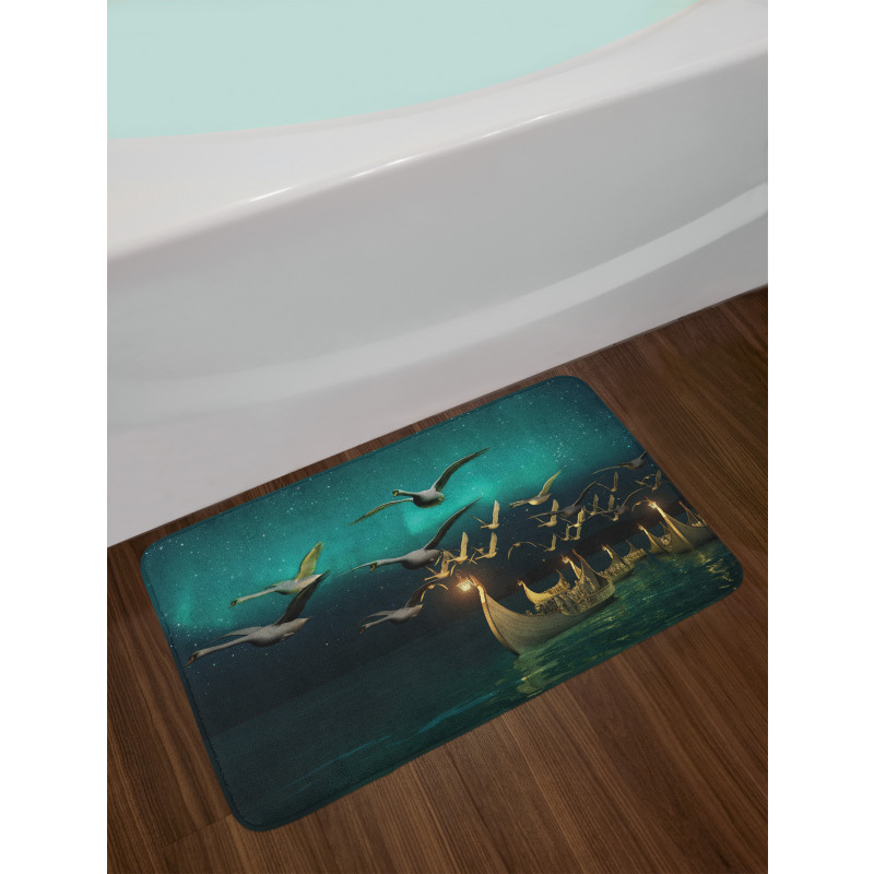 Elf Boats Birds Swans Bath Mat