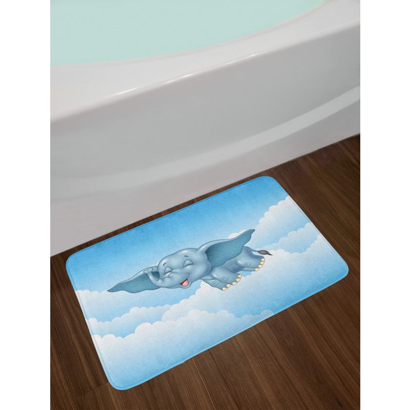 Baby Elephant and Clouds Bath Mat