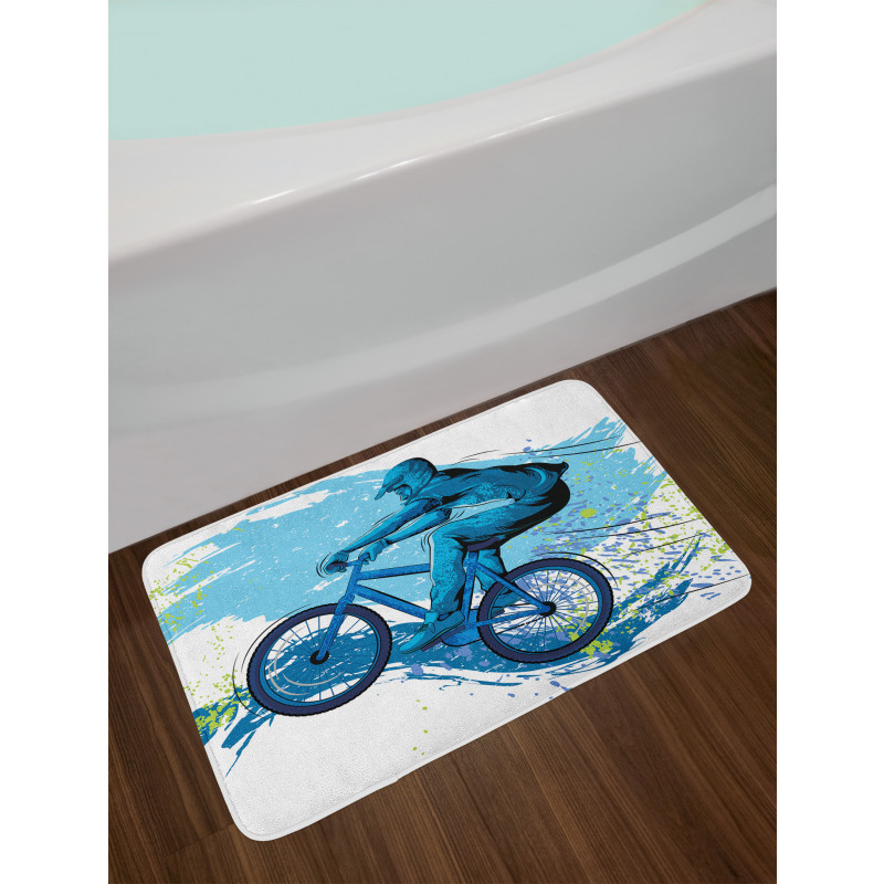 Bicyclist Color Splashes Bath Mat