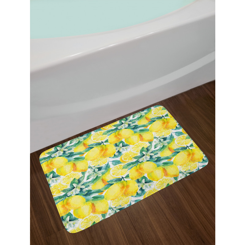 Lemon Citrus Branches Bath Mat