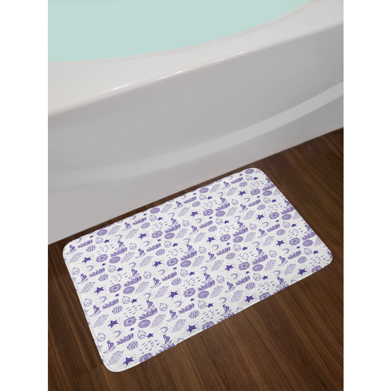 Boat Star Gulls Moon Shell Bath Mat