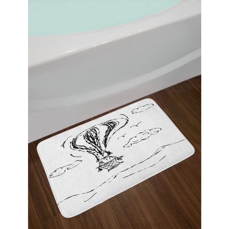 Hot Air Balloon Clouds Bath Mat