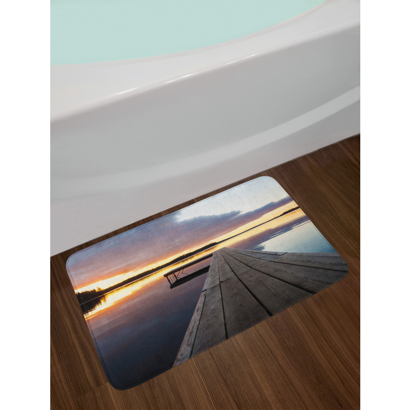 Rustic Pier Sunset Lake Bath Mat