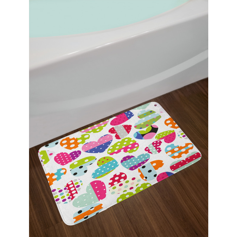 Heart Patches and Dots Bath Mat