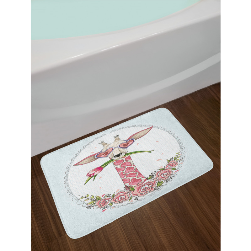 Hipster Giraffe Bath Mat