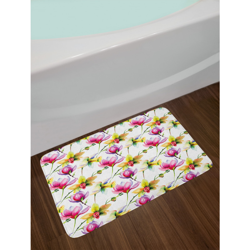 Vibrant Magnolia Flower Bath Mat