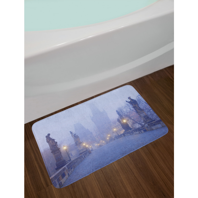 Foggy Prague Streets Bath Mat