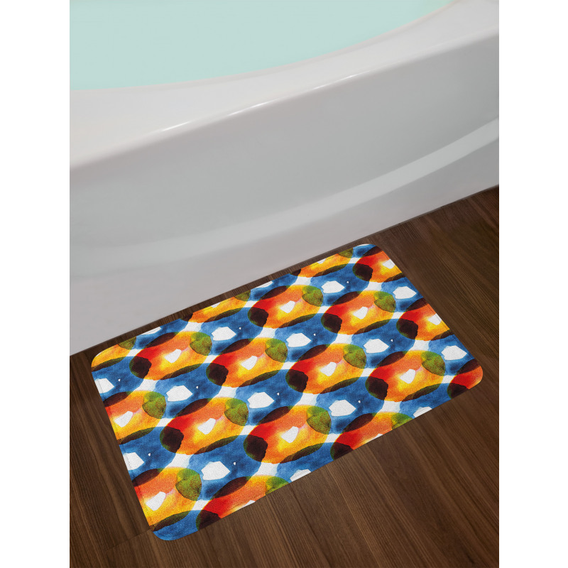 Watercolor Ring Shapes Bath Mat