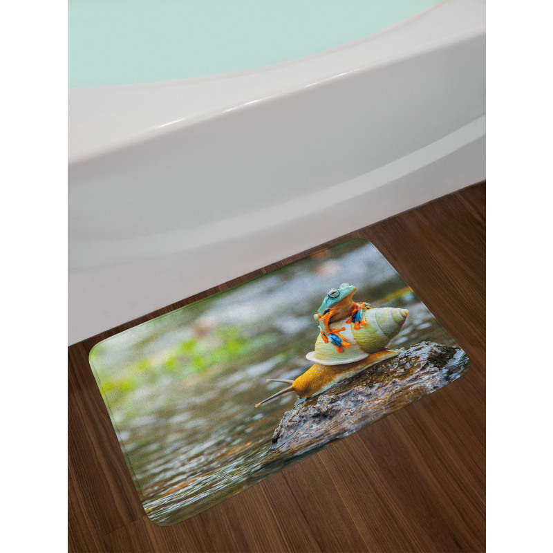 Frog Above the Snail Bath Mat