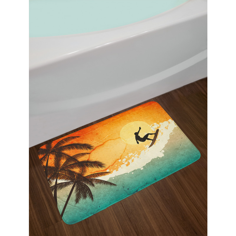 Surfer Sea Palms Sunset Bath Mat