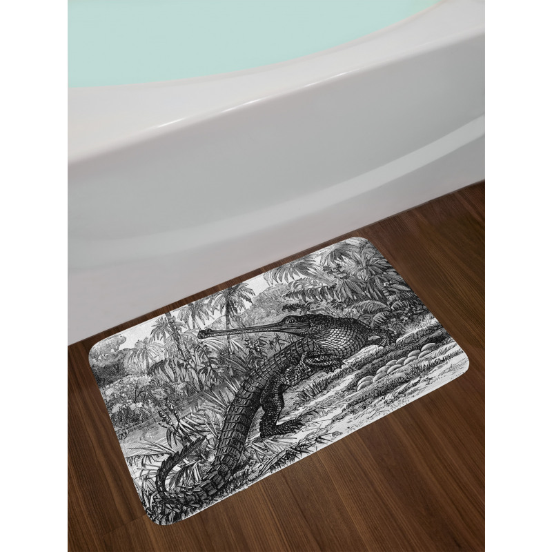 Old Crocodile in Forest Bath Mat