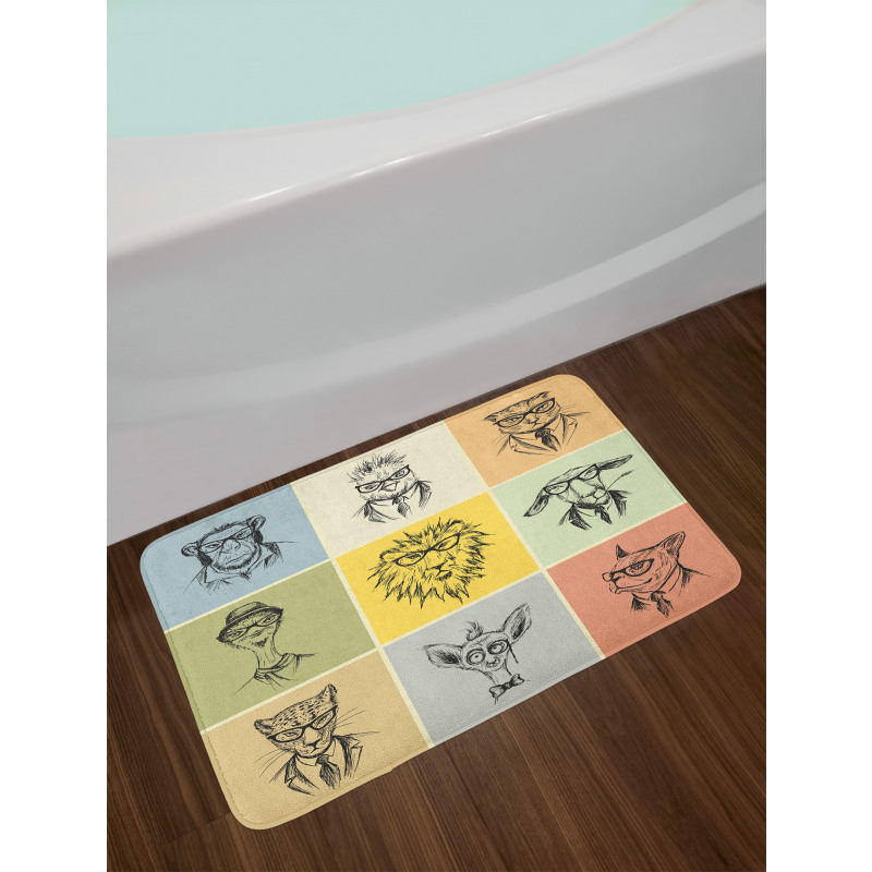 Hipster Monkey Camel Cat Bath Mat