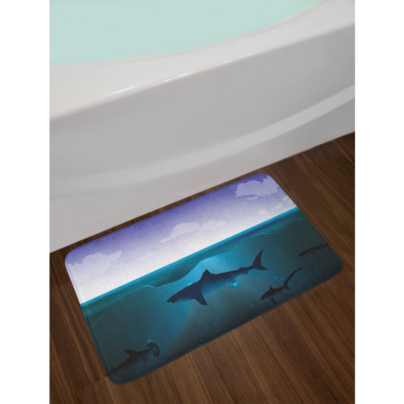 Wild Sharks in Sea Bath Mat