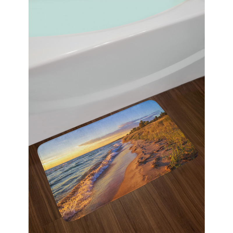 Sandy Calm Beach Sunset Bath Mat