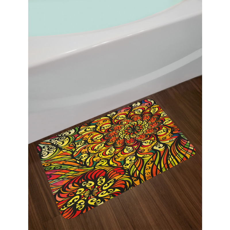Abstract Curly Floral Bath Mat