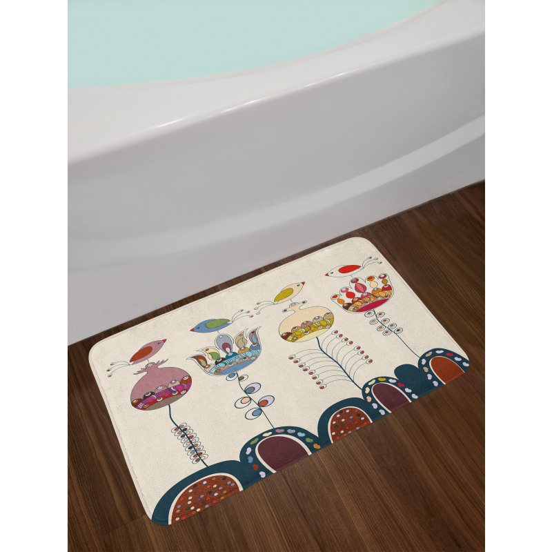 Birds Flowers Bath Mat