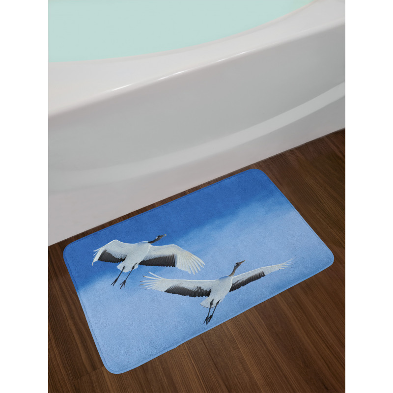 Red Crowned Cranes Japan Bath Mat