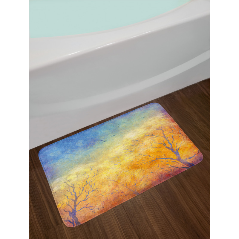 Autumn Trees Gulls Sky Bath Mat