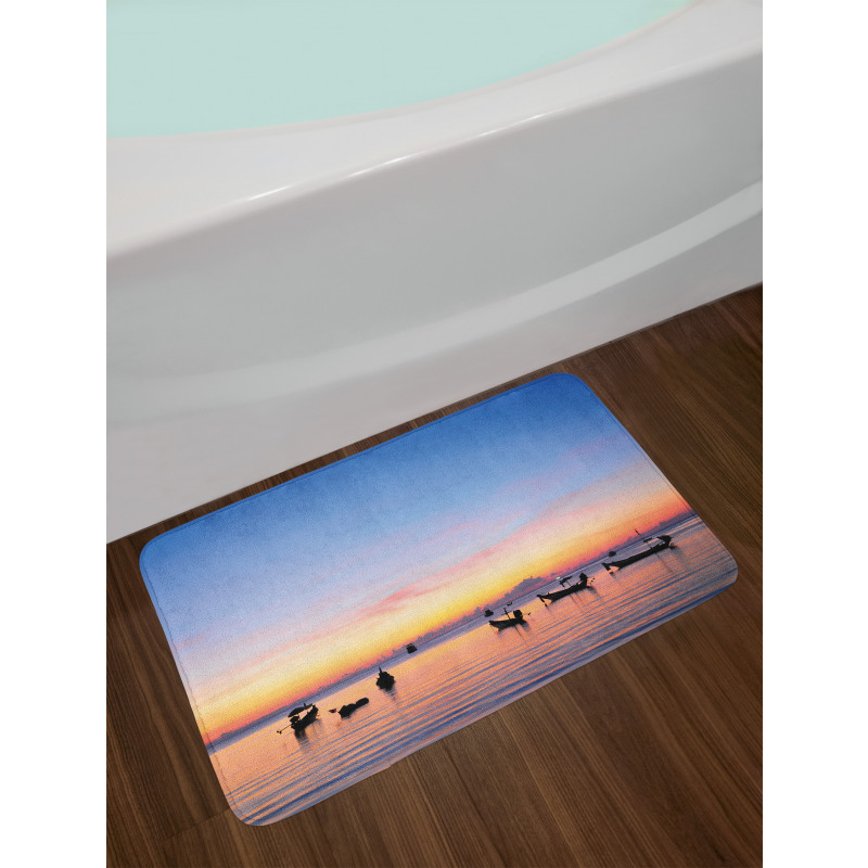 Sunset on Sea Ships Bath Mat