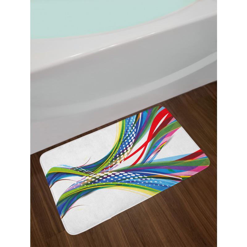 Abstract Wave Ombre Bath Mat