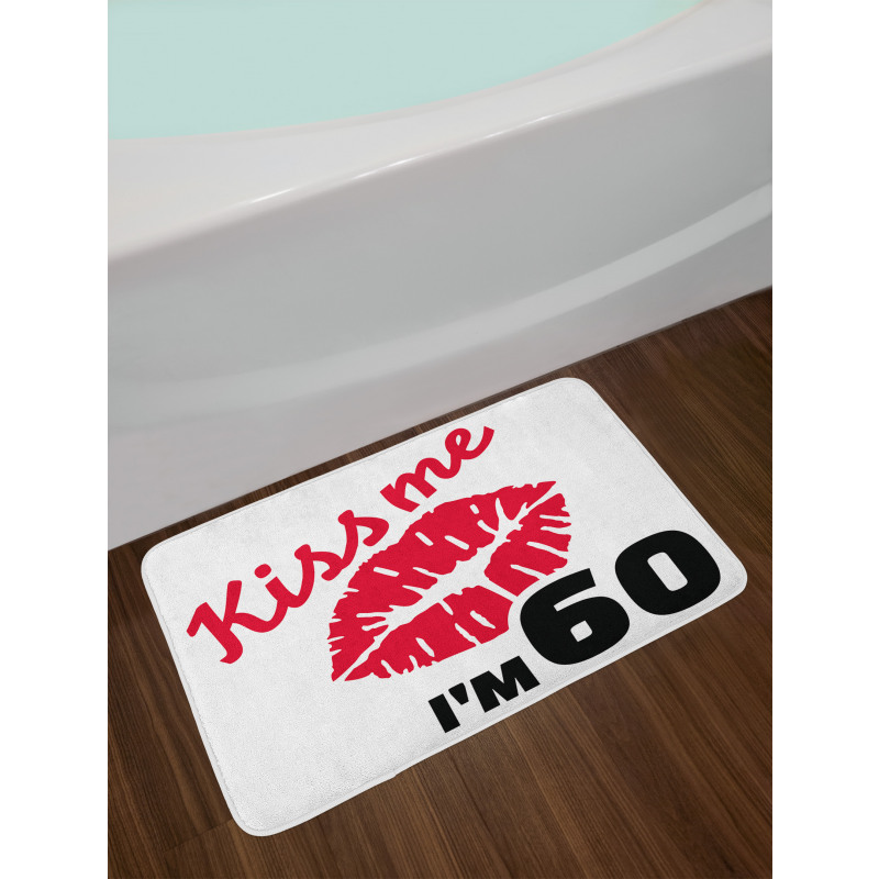 Kiss Me I am 60 Words Bath Mat