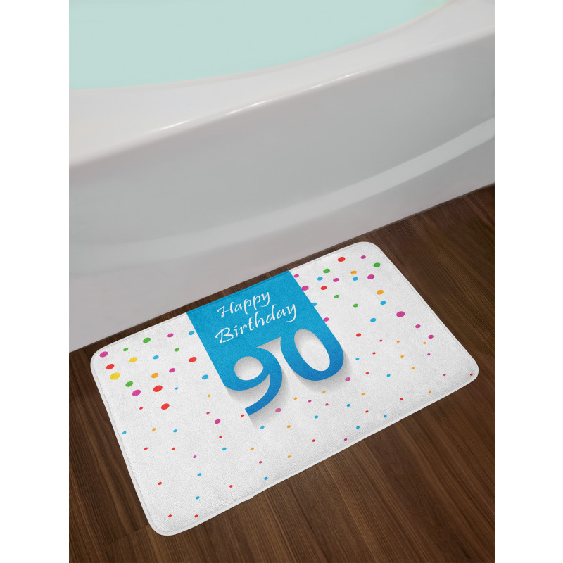 Age 90 Polka Dots Bath Mat