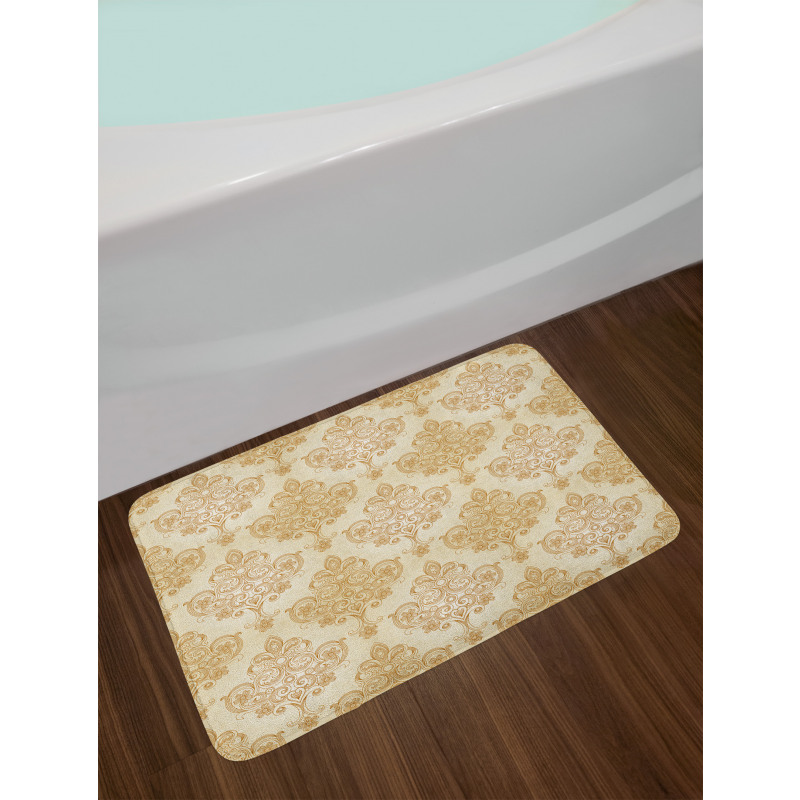 Baroque Curved Flowers Bath Mat