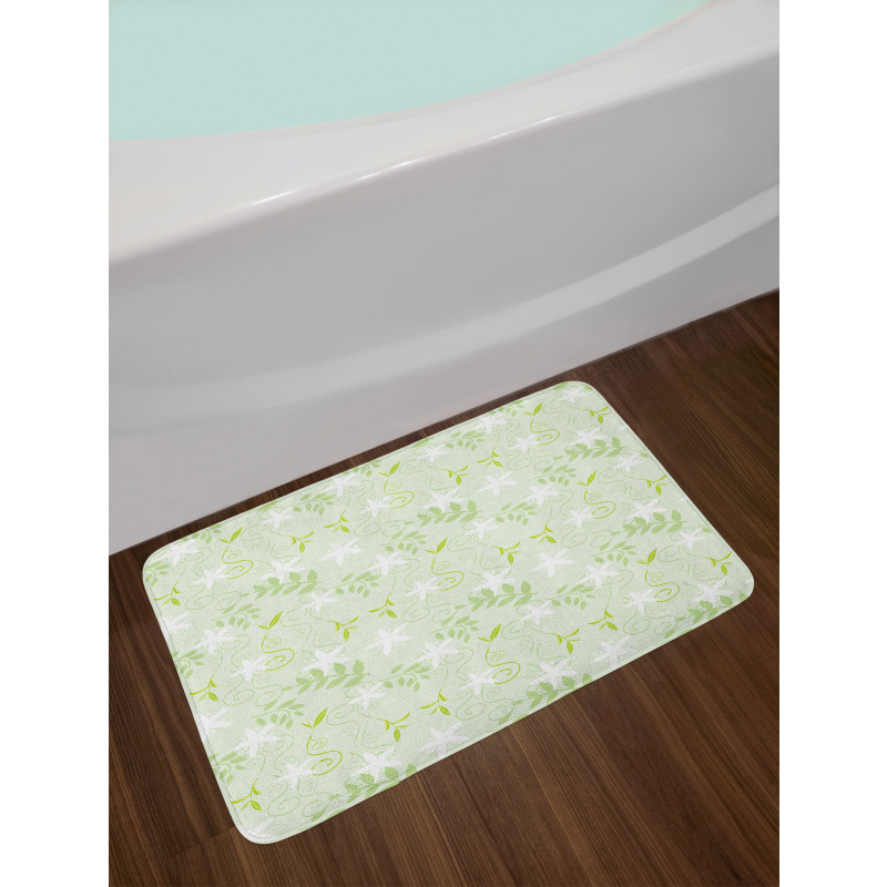 Swirls Floral Branches Bath Mat