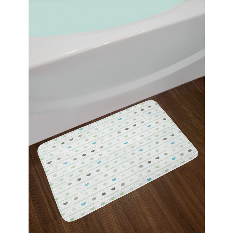 Polka Dots Hearts Bath Mat