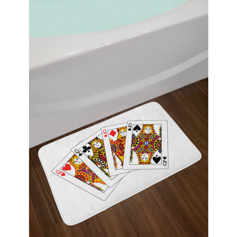 Queens Poker Play Cards Bath Mat