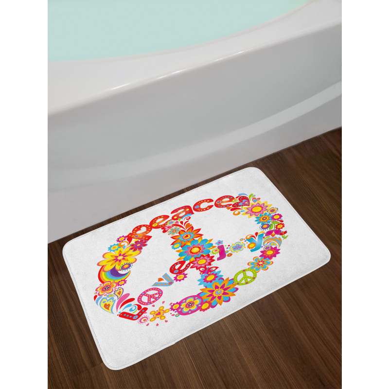 Peace Love Joy Flowers Bath Mat