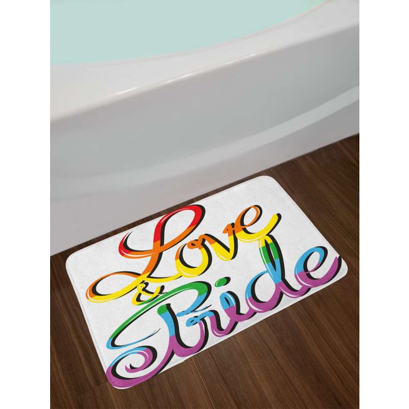 Love Text Rainbow Colors Bath Mat