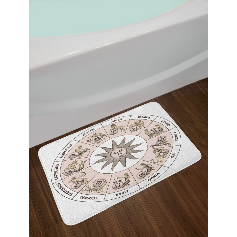 Circle of Zodiac Sign Bath Mat