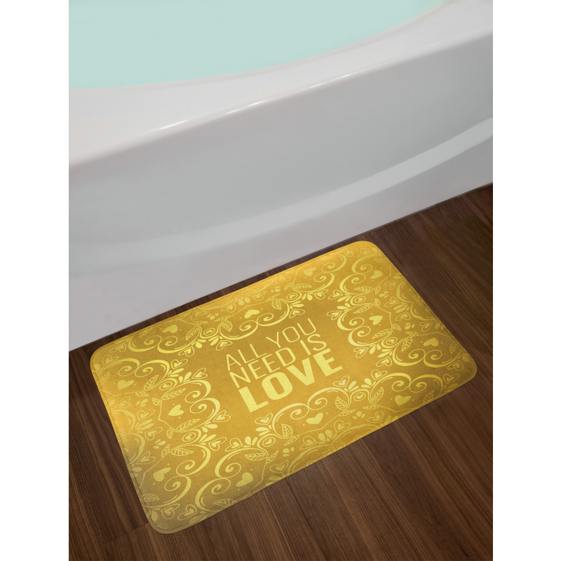 Romantic Words Swirls Bath Mat