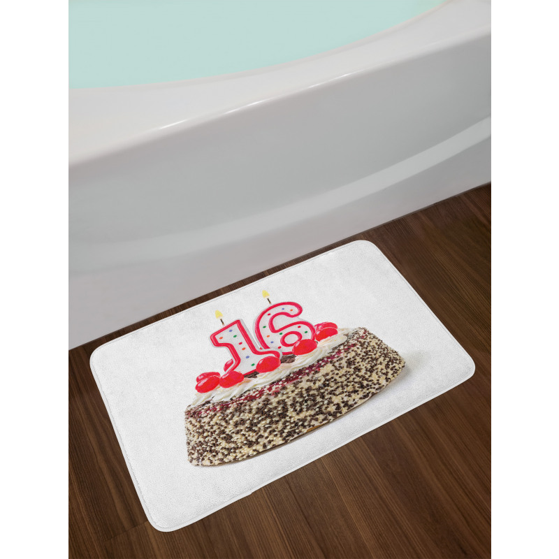 Cake Candles Cherry Bath Mat